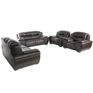 Cairo 6 Seater Corrected Leather Black  Lounge Suite
