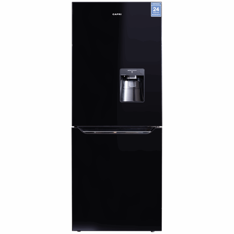 350L Top Fridge Bottom Freezer WD - Glass Door Black (FRONT