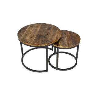 Calvin 58/45cm Set Of 2 Wooden/Iron Round