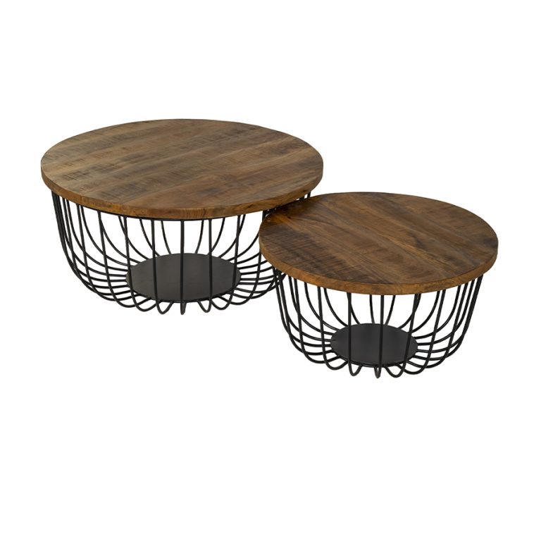 29 CRUZ 80X38 and 60X33 SET OF 2 WOODEN IRON NATURAL ROUND3